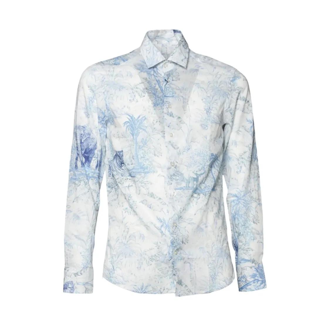 Thumbnail - Etro - Light Blue Cotton Shirt Safari Print - Größe 36 - blau