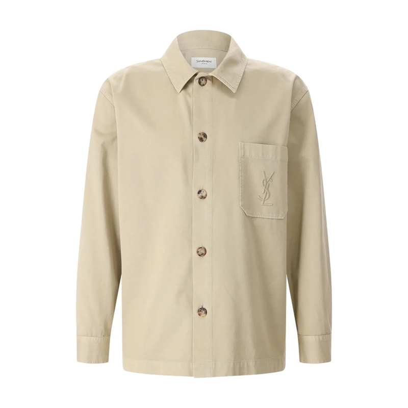 Saint Laurent Hemd Hemdjacke mit Logo blau