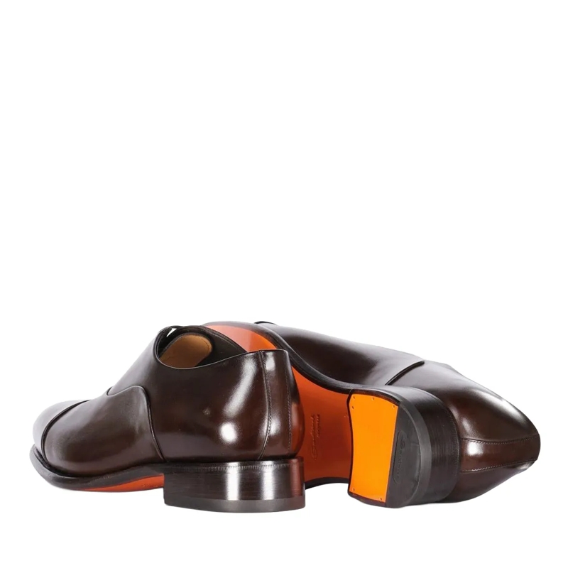 Santoni Schnürschuhe Oxfords aus Leder in Antik-Optik braun(Image 2)