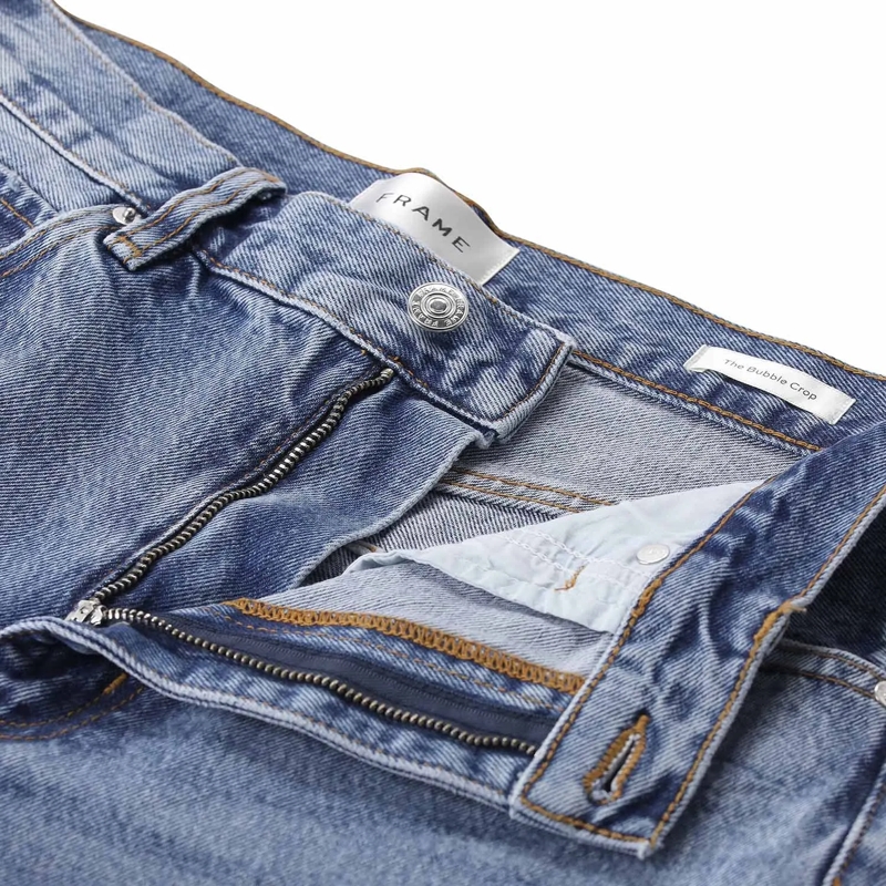 FRAME Jeans Curved-Leg Jeans The Bubble Crop blau(Image 3)
