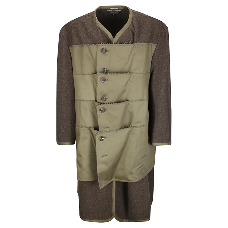 Comme des Garcons  Single-Breasted Panel Design Coat Grey