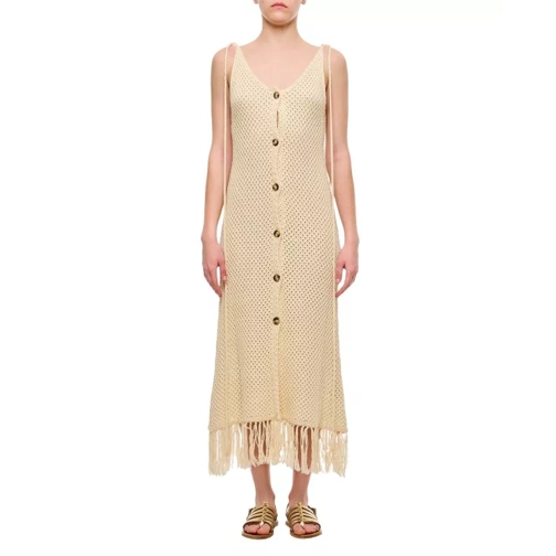 Gio Giovanni Gerosa Crochet Dress With Buttons Front Neutrals 