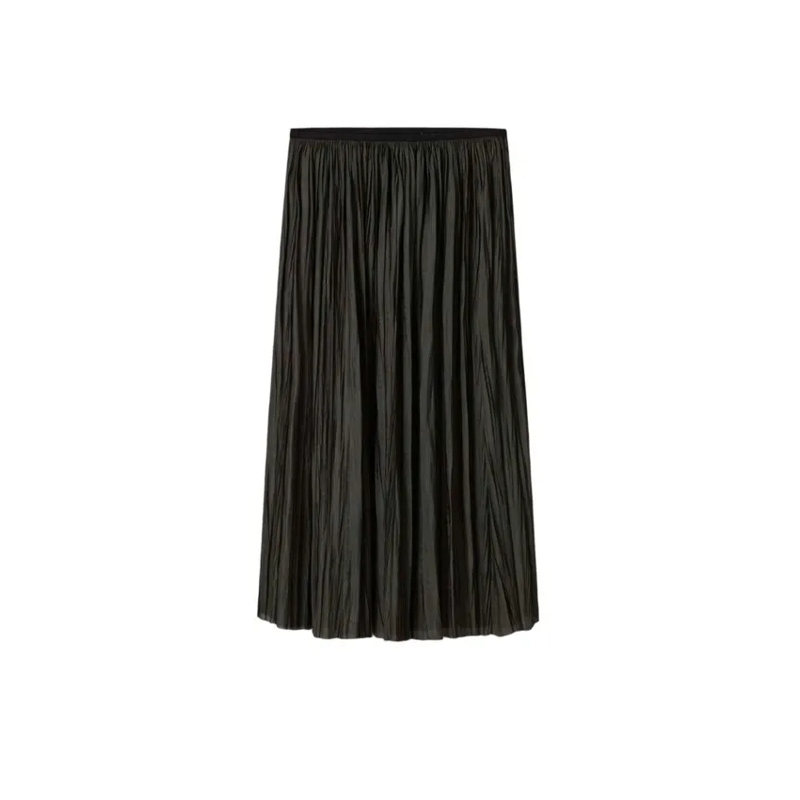 Roberto Collina Midirok Green Midi Pleated Skirt Black