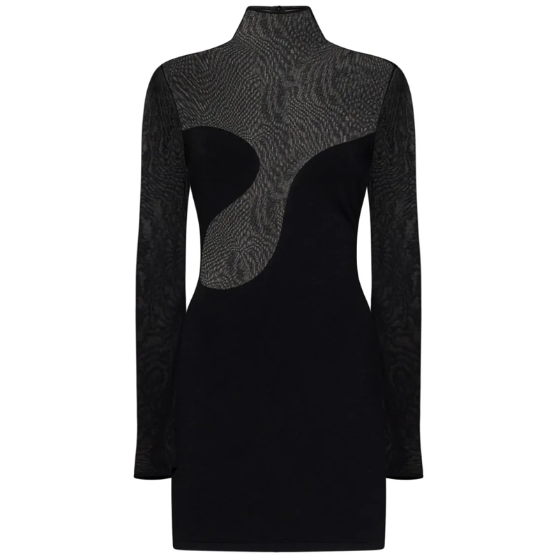 Nensi Dojaka Robe midi Black Asymmetric Mini Dress Black