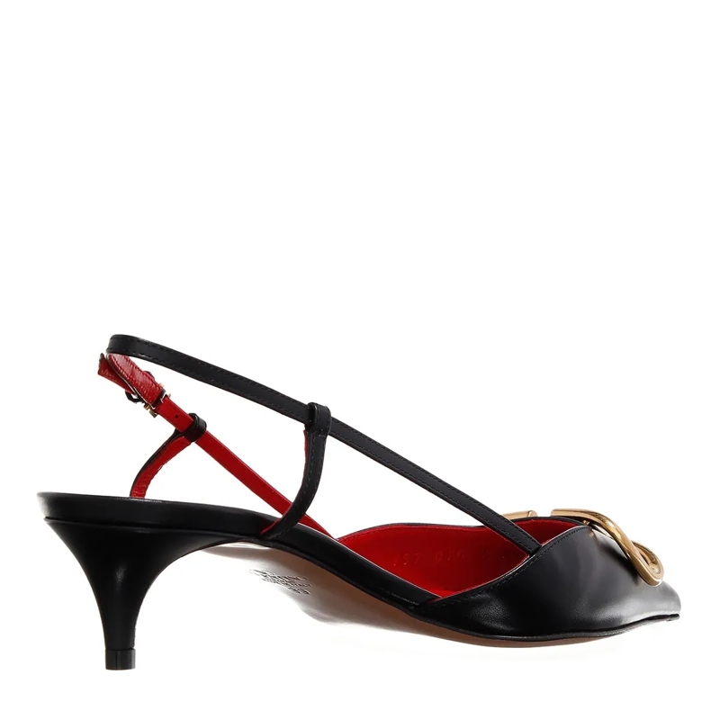 Valentino Garavani Pumps Slingback Antique Brass Logo Nero(Image 4)