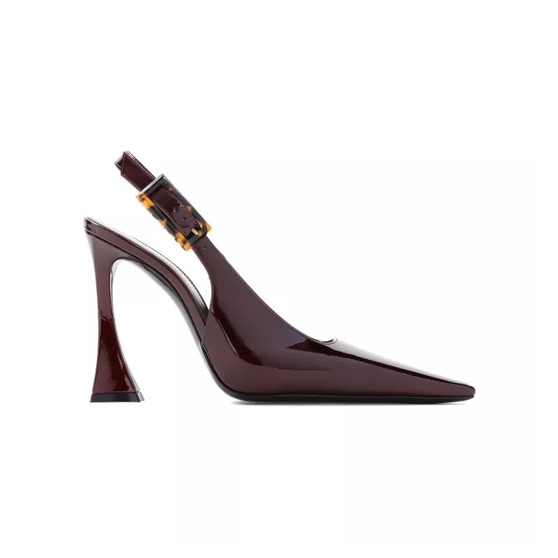 Saint Laurent Pumps Stone Sevilla Brown Patent Leather Pumps Brown
