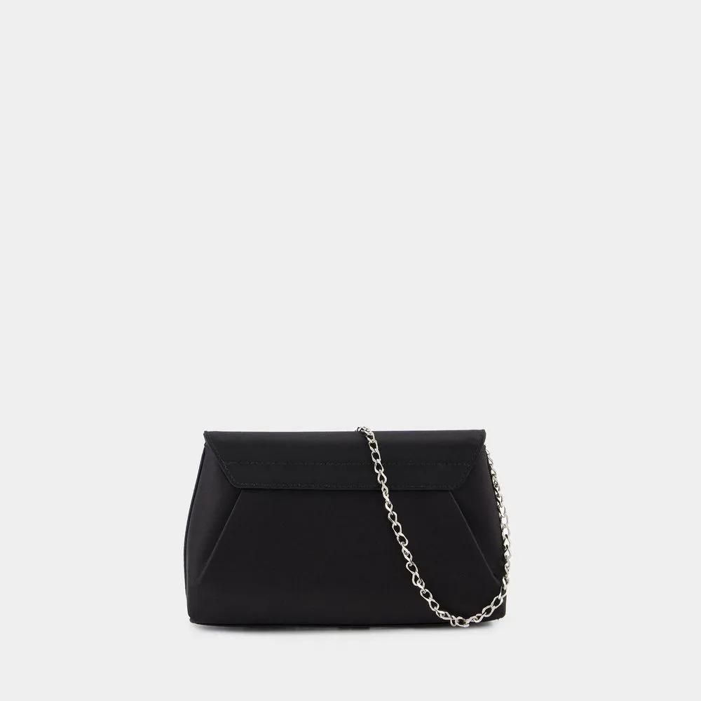 Versace Clutches Gianni Ribbon Clutch Leather Black in zwart