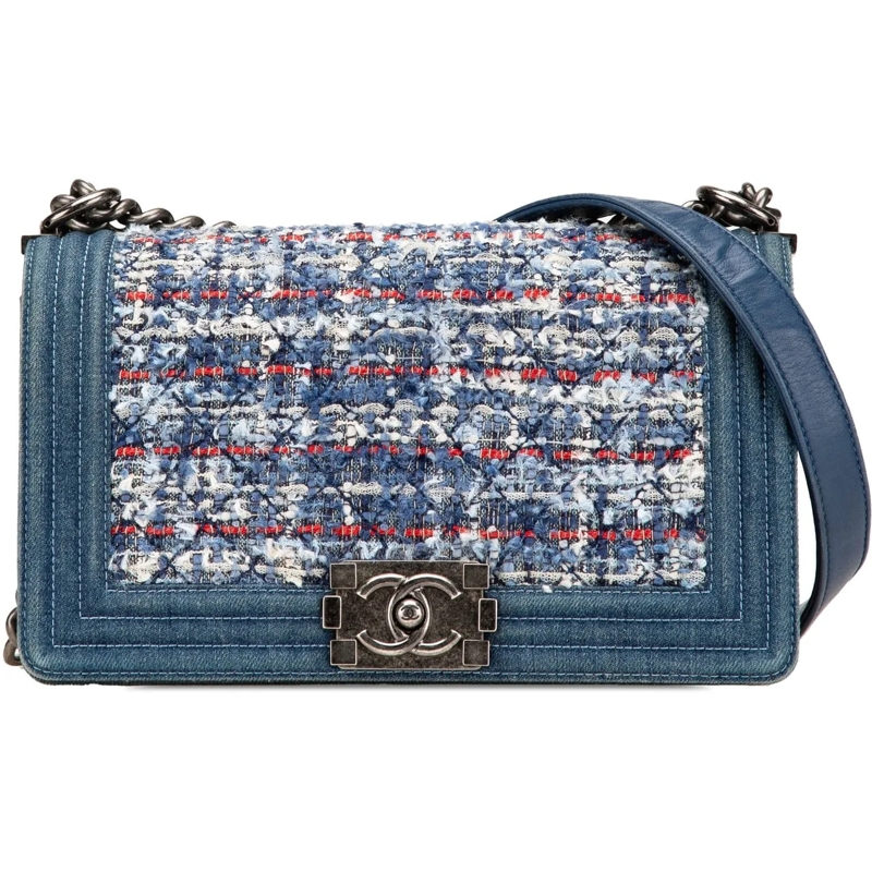 Chanel Fourre-tout Medium Denim and Tweed Boy Bag blau