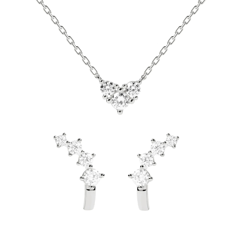 PDPAOLA Mittellange Halskette 925er Sterlingsilber Schmuck-Set silber