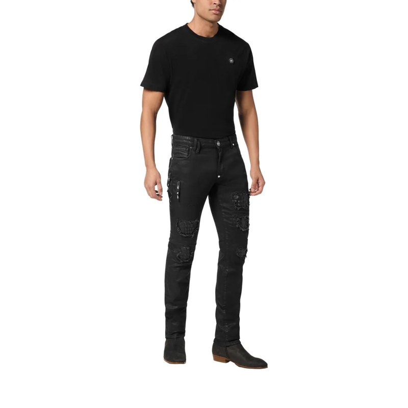 Philipp Plein Skinny-Leg-Jeans Rockstar-Fit Cocco Crocco Geprägt schwarz(Image 2)