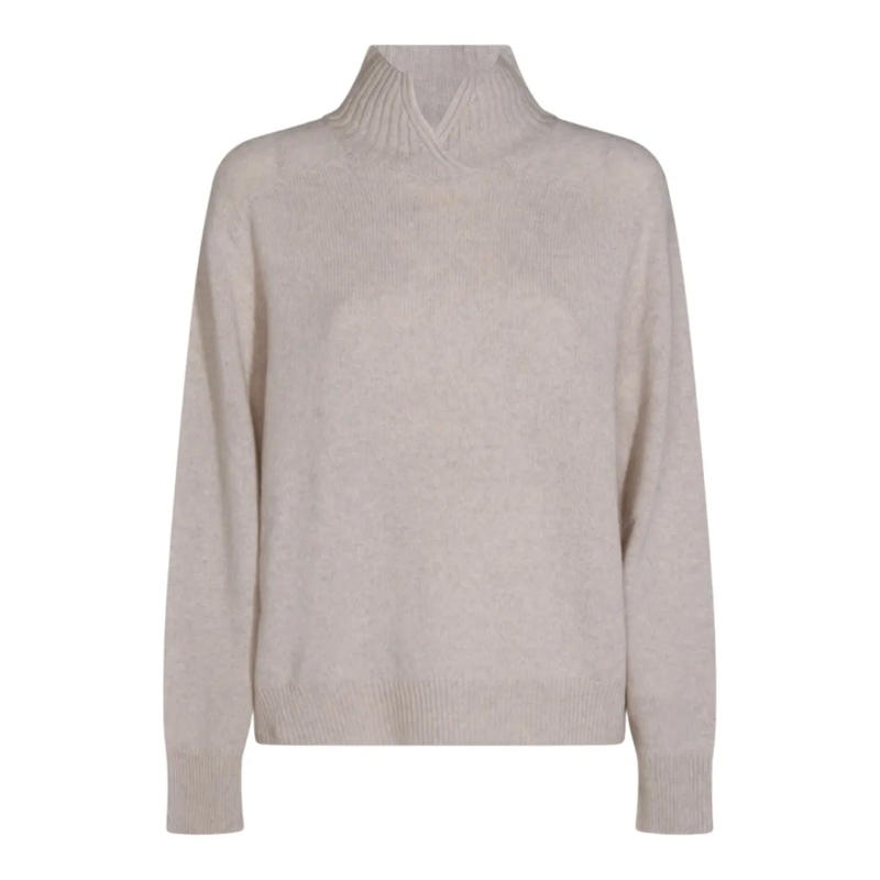 Malo Trui met col Ribbed High Neckline Sweater With V-Notch Pink