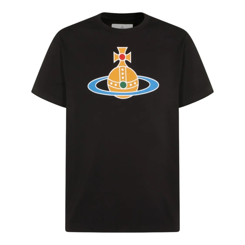 Vivienne Westwood T-shirt Black Short-Sleeve T-Shirt With Graphic Emblem Black