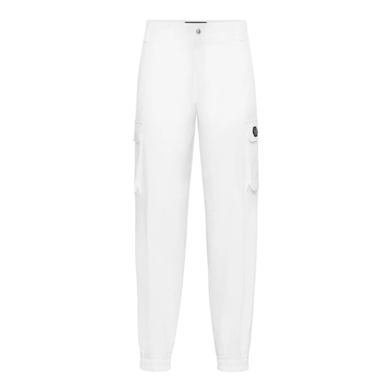 Philipp Plein Cargohose Lange Hose Cargo-Passform weiss