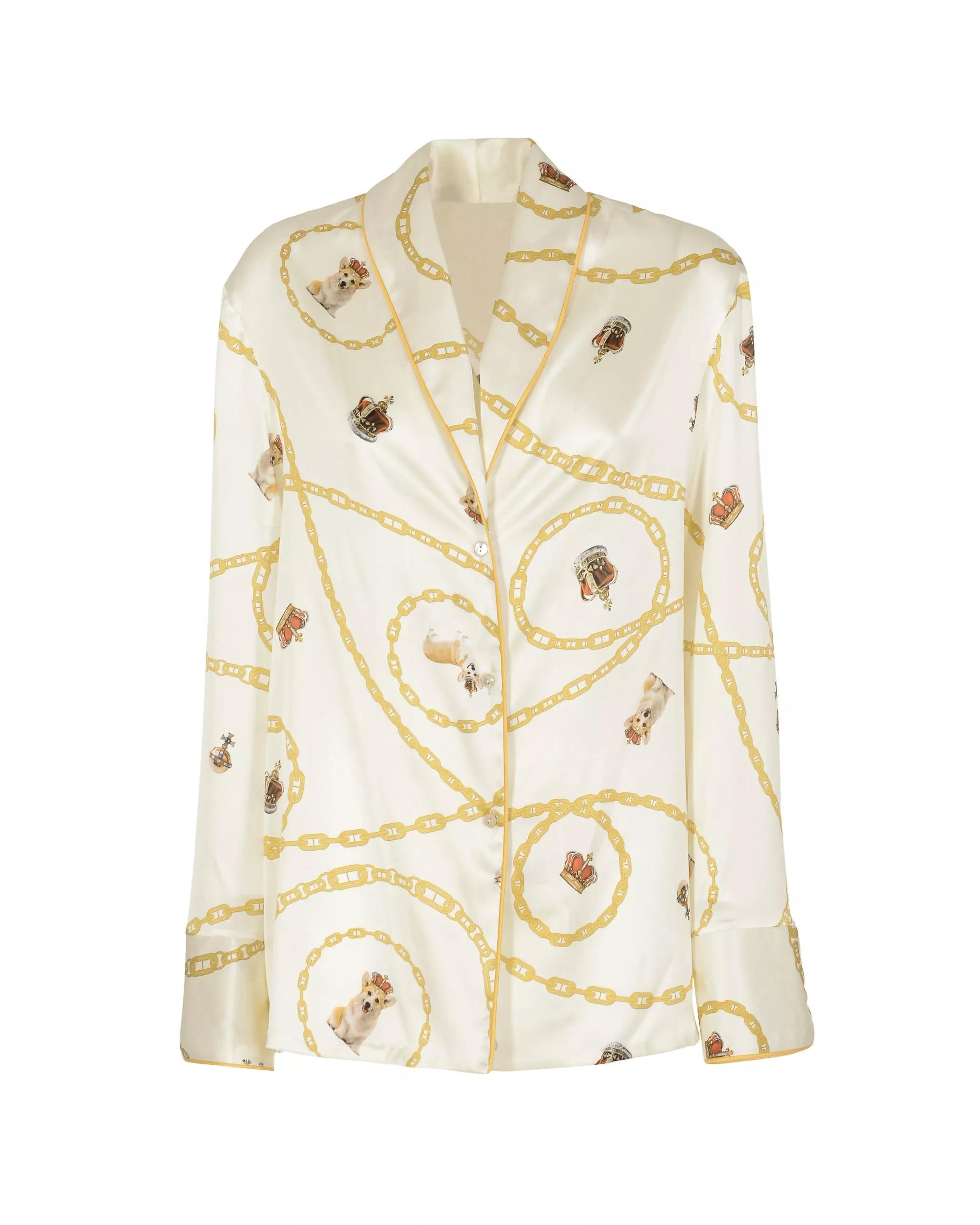 Dee Ocleppo - Queen%27s Jubilee Silk Pyjama - Cream 46474963288391 - Größe M - white