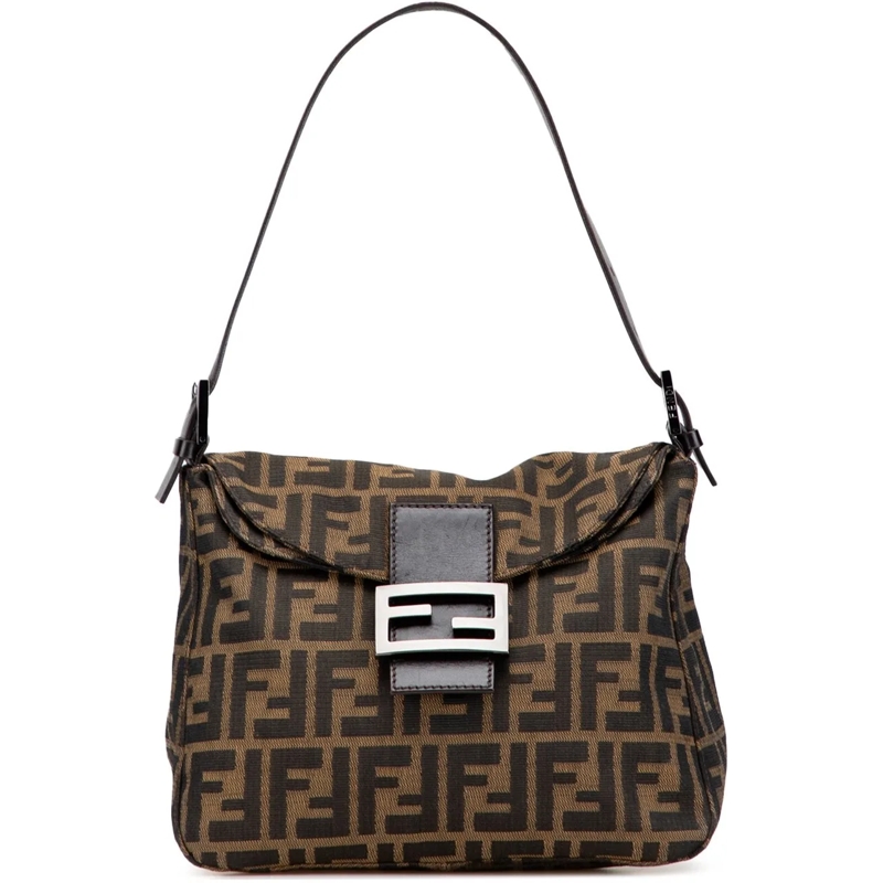 Fendi Sac à bandoulière Zucca Canvas Double Flap Shoulder Bag braun