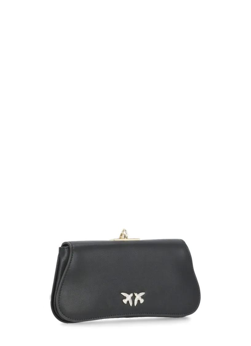 Pinko Zwarte Pochette Tas met Metalen Handvat Black Dames