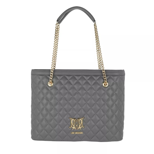 Love Moschino Quilted Logo Shopping Bag Grigio Boodschappentas