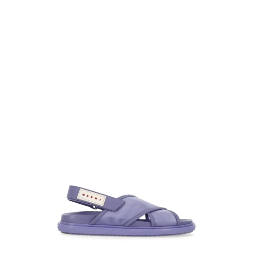 Marni Sandale Purple Leather And Tech Fabric Sandals Purple