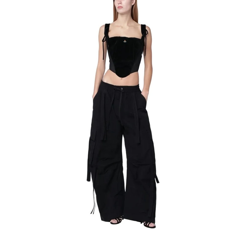 Vivienne Westwood Blouse Square Neck Velvet Panel Top Black