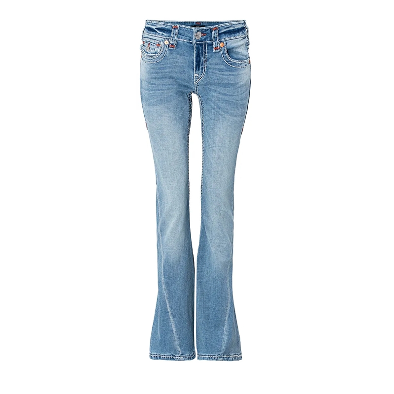 True Religion Jeans - Low Rise- Farbige Ziernähte- Super T-Stitching blau