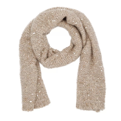 Brunello Cucinelli Maxi Ribbed Scarf Sequins Camel Rose Wollschal