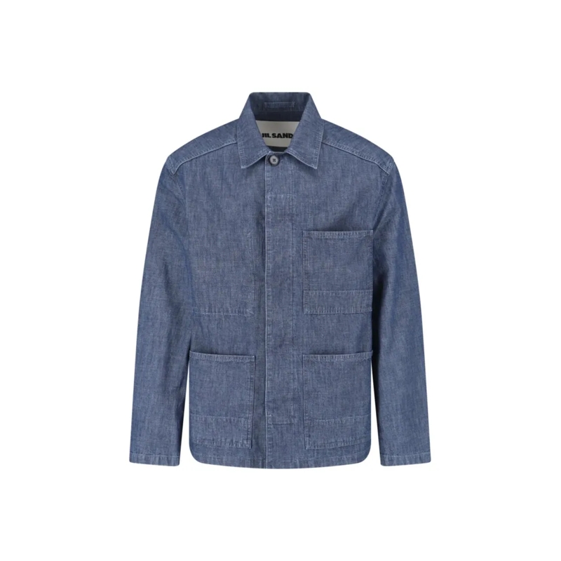 Jil Sander Spijkerjasje Structured Minimalist Jacket With Classic Collar Blue