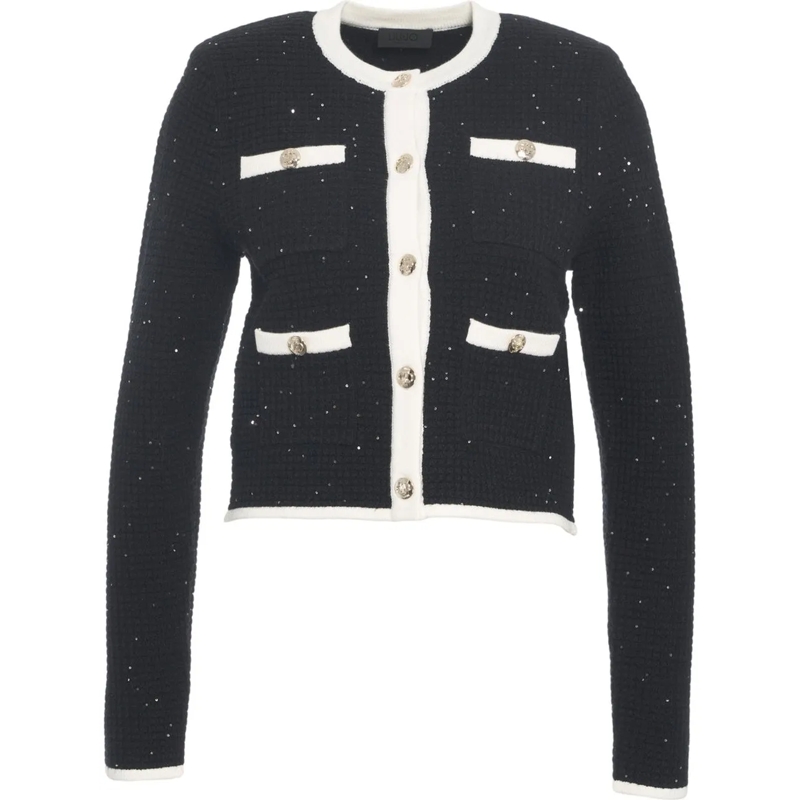 LIU JO Übergangsjacke Tweed jacket with glitter schwarz