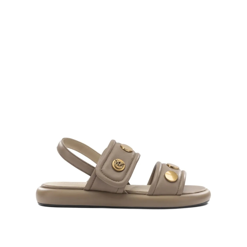 Pinko Sandalen Beige Leather Sandals Brown