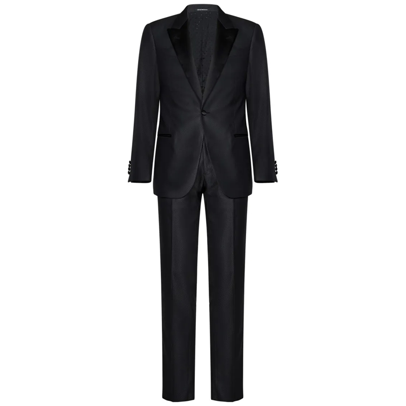 Emporio Armani Combinaison de costume Black Wool Tuxedo Suit Black
