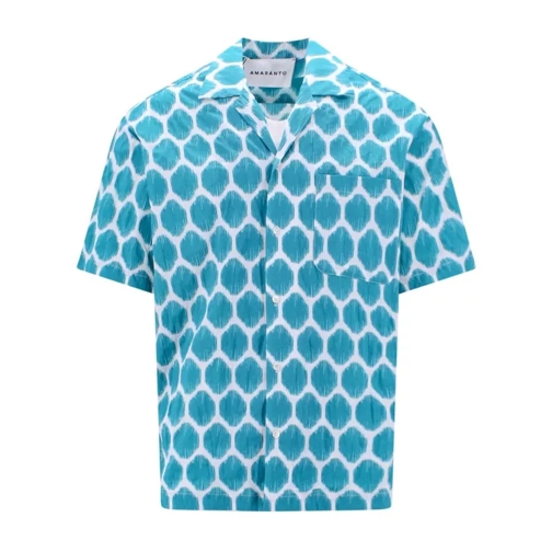 Amaranto Cotton Shirt With All-Over Print Blue 