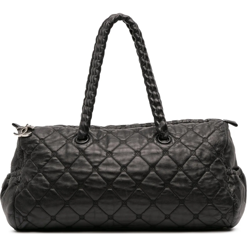 Chanel Fourre-tout Quilted Lambskin Hidden Chain Bowler Bag schwarz