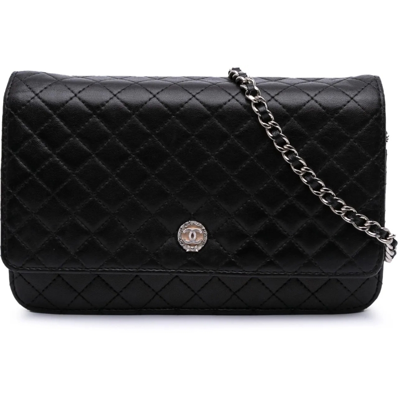 Chanel Sac à bandoulière CC Quilted Lambskin Wallet On Chain schwarz