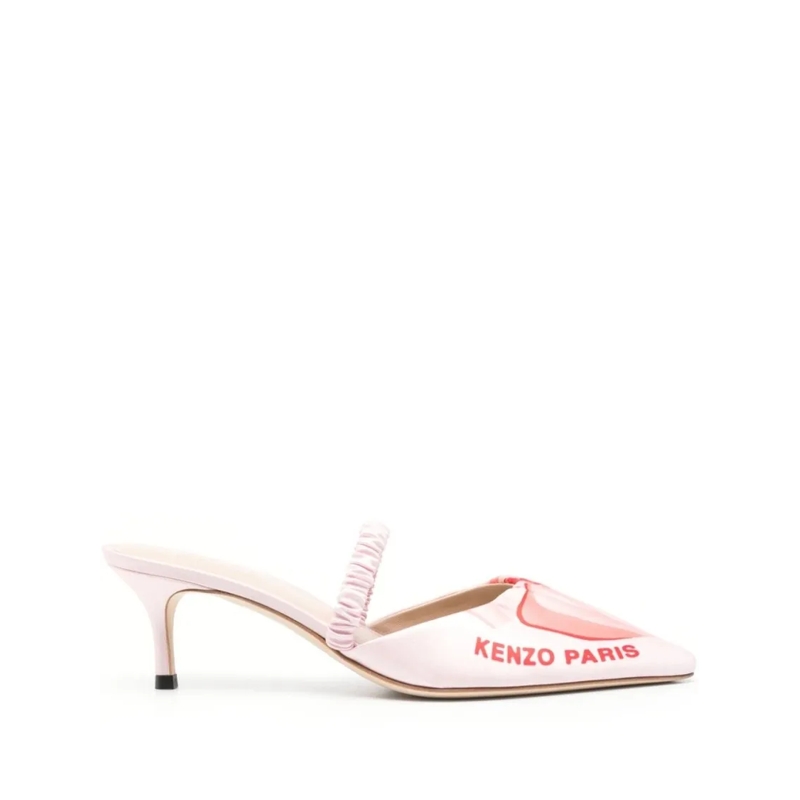 Kenzo Pumps Light Pink Satin-Finish Pointed Toe Pumps Pink