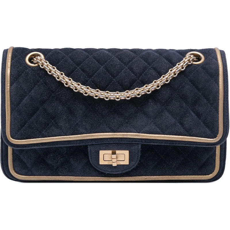 Chanel Sac à bandoulière Reissue 2.55 Quilted Suede Double Flap 225 blau
