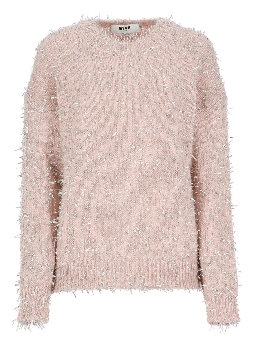 MSGM - Lurex Sweater - Größe M - pink