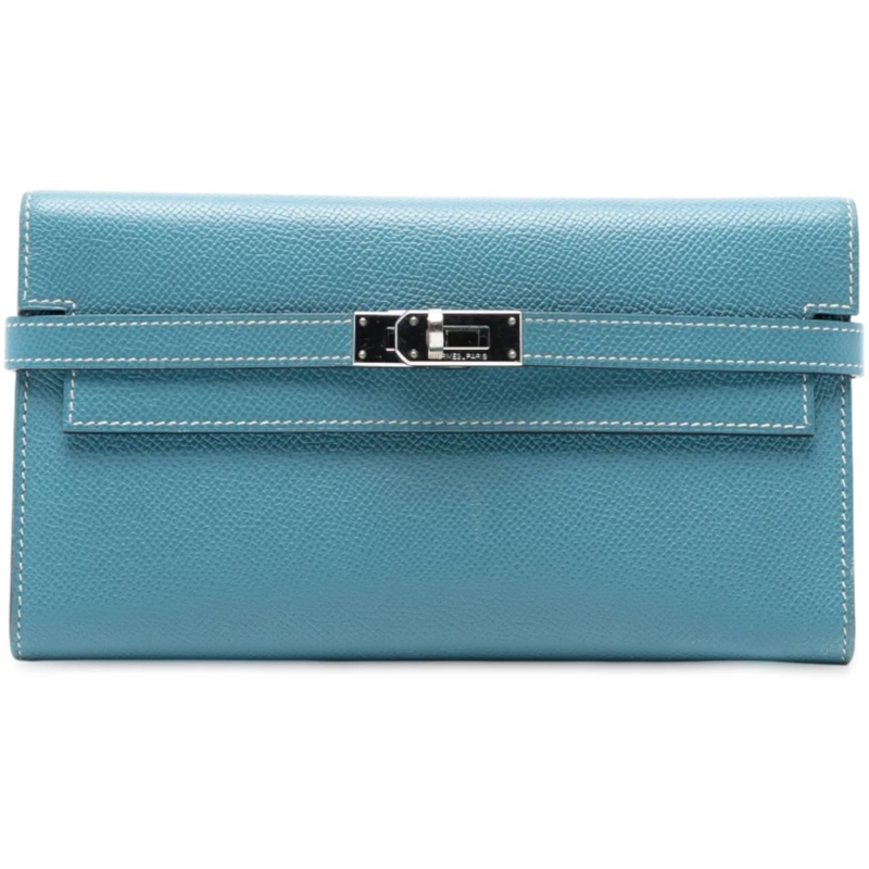 Hermès Schultertasche Epsom Kelly To Go Wallet blau