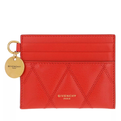 Givenchy GV3 Card Holder Diamond Quilted Leather Light Red Korthållare