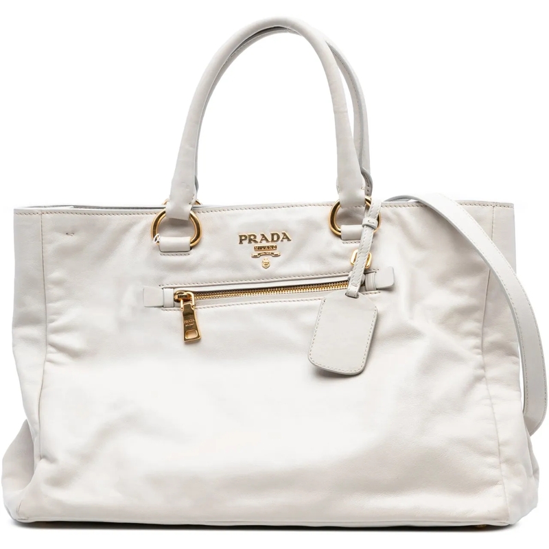 Prada Sac à bandoulière Soft Calf Satchel weiß