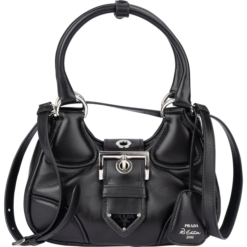 Prada Schultertasche Prada Soft Leather Moon Mini Handbag schwarz