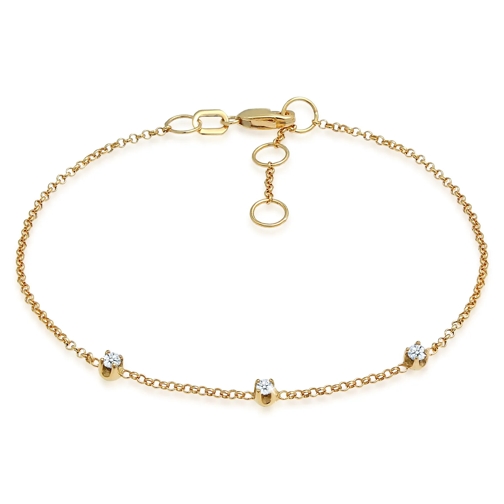 Elli Armband Diamanten (0.09 ct.) Fein Erbskette 375 Ge gold 