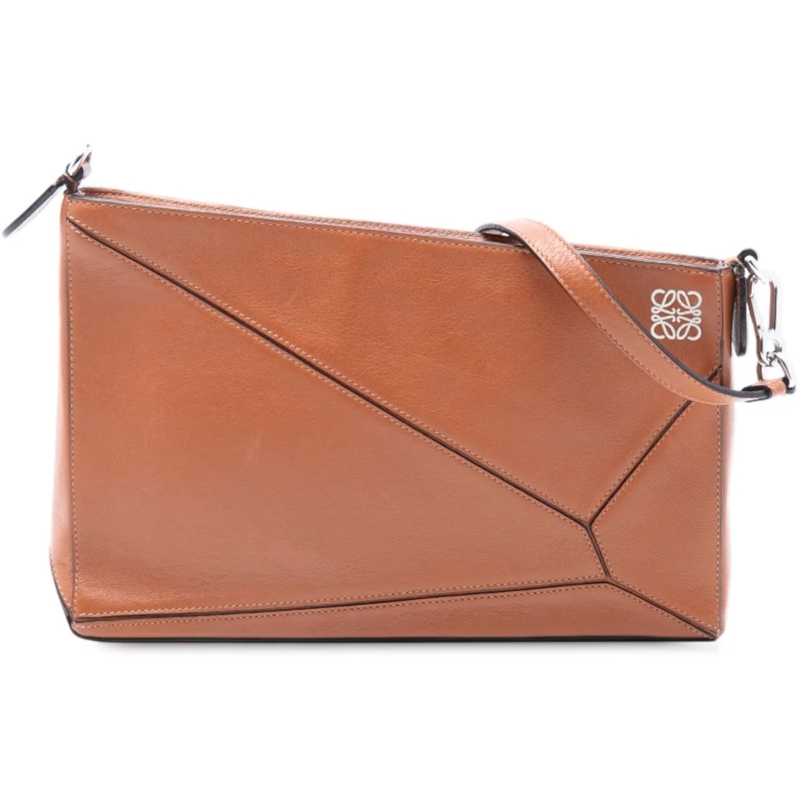 Loewe Schultertasche Leather Puzzle Clutch braun