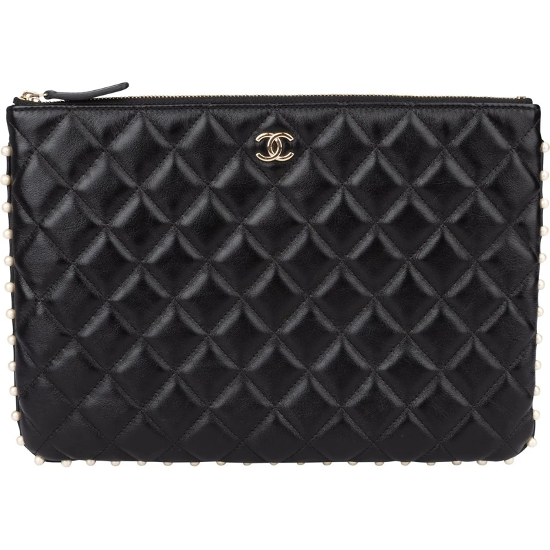 Chanel Sac à bandoulière Chanel Quilted Lambskin ARCHIVE PIECE Pearl CC Clu schwarz