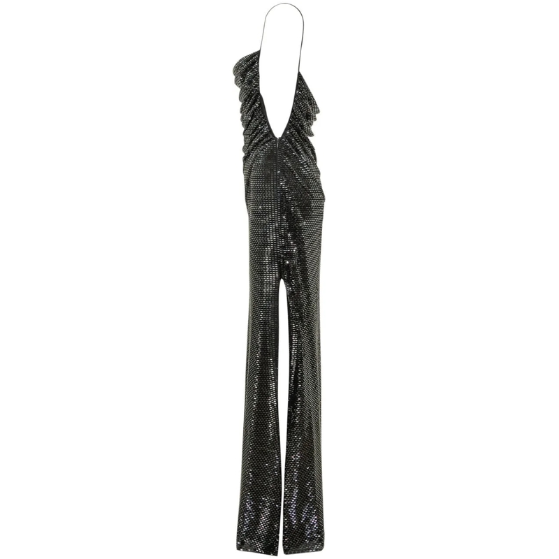Self Portrait Maxikleid Abito Lungo Drappeggiato con Strass dunkelgrau(Image 3)
