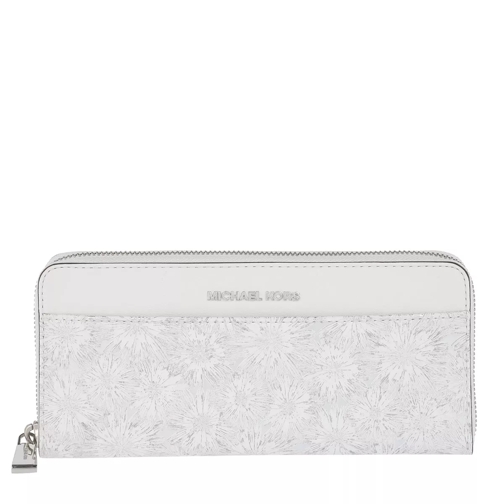 MICHAEL Michael Kors Pocket Zip Around Continental Wallet White/Silver Portefeuille continental