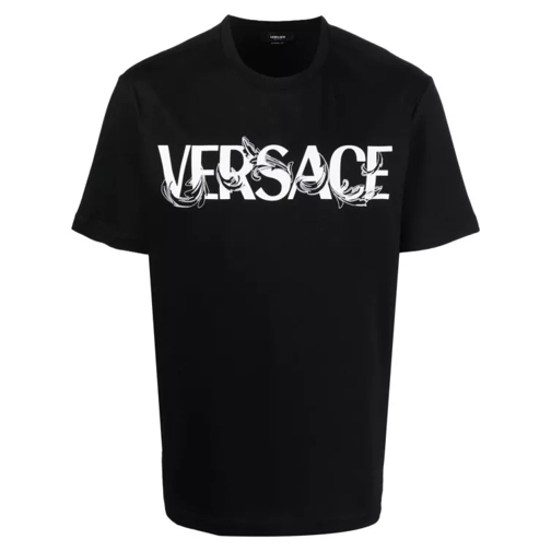 Versace Black Logo-Print Detail T-Shirt Black 