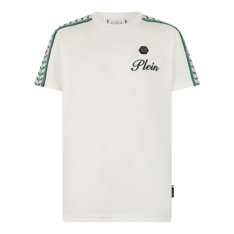 Philipp Plein T-Shirt Piquet Round Neck T-Shirt Plein Tennis weiss