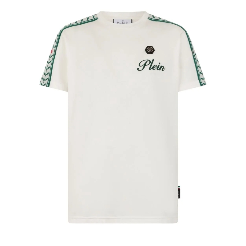 Philipp Plein T-Shirt Piquet Round Neck T-Shirt Plein Tennis weiss