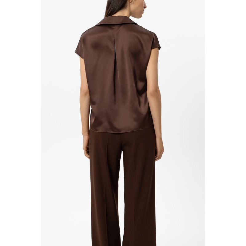 Luisa Cerano Top Kurzarm-Seidenbluse marone(Image 4)