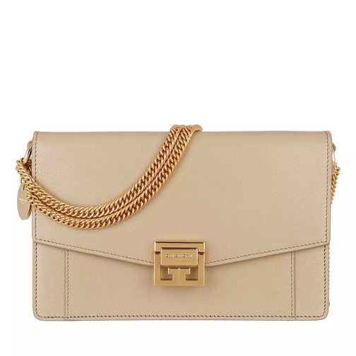 Givenchy GV3 Wallet On Chain Grained Leather Beige Portemonnee Aan Een Ketting