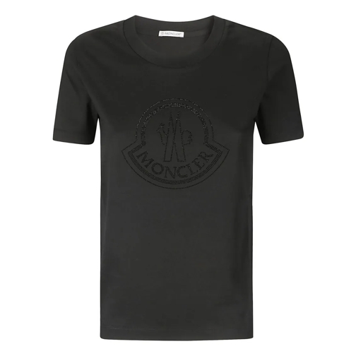 Moncler T-Shirts Short-Sleeved T-Shirt With Front Rhinestones Black